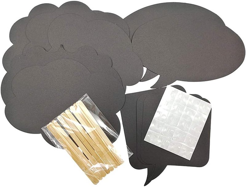 ALIMITOPIA Photo Booth Props Kit,Writable Black Paper Card Board Photographing Props for Wedding Birthday Prom Party Favor(10pcs with Different Shapes) - Image 3