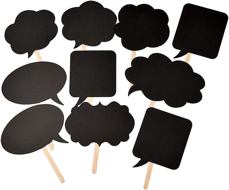 ALIMITOPIA Photo Booth Props Kit,Writable Black Paper Card Board Photographing Props for Wedding Birthday Prom Party Favor(10pcs with Different Shapes) - Image 1