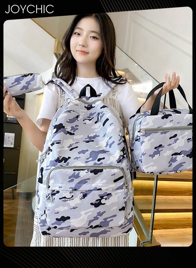 Joychic حقيبة ظهر مدرسية كبيرة السعة من قماش مطبوع مقاوم للماء ومتين 3 قطع مع أحزمة قابلة للتعديل لطلاب المرحلة الابتدائية والمتوسطة والثانوية - Image 2