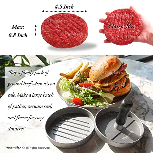 Meykers Burger Press 100 Patty Papers Set | Non-Stick Hamburger Mold with Free Wax Patty Paper Sheets | Meat Beef Cheese Veggie Burger Maker for Grill Griddle BBQ Barbecue | BPA Free - Image 3