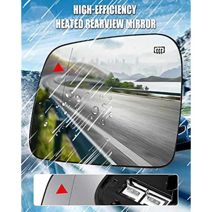 ريحني استبدال زجاج المرآة المدفأة على جانب السائق الأيسر مناسب لدودج دورانغو جيب جراند شيروكي 20112021 إزالة الذوبان والضباب مع حامل خلفي - Image 4