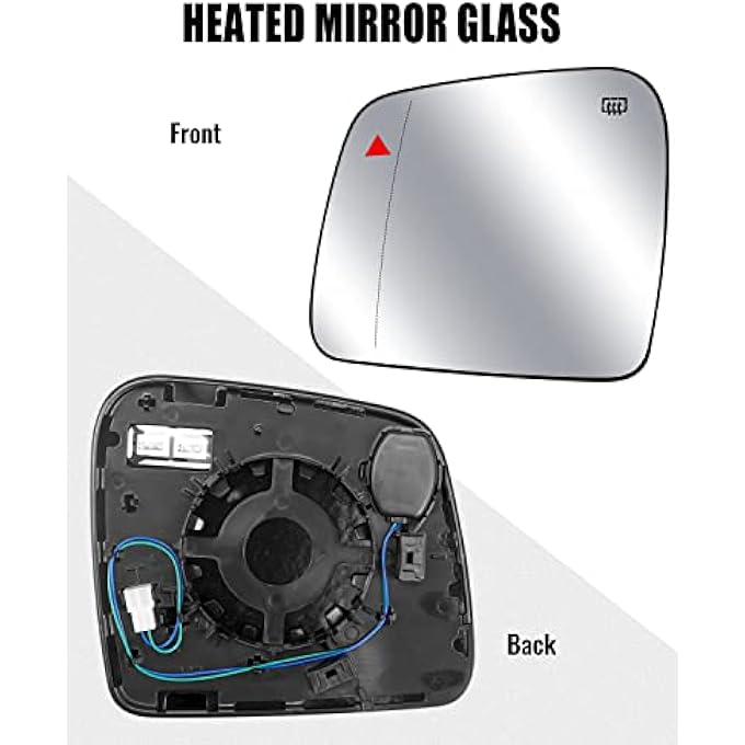 ريحني استبدال زجاج المرآة المدفأة على جانب السائق الأيسر مناسب لدودج دورانغو جيب جراند شيروكي 20112021 إزالة الذوبان والضباب مع حامل خلفي - Image 5