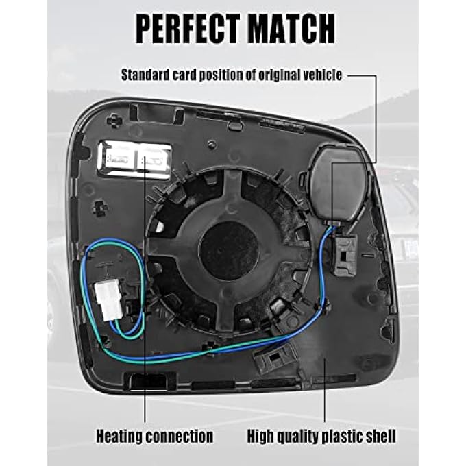 ريحني استبدال زجاج المرآة المدفأة على جانب السائق الأيسر مناسب لدودج دورانغو جيب جراند شيروكي 20112021 إزالة الذوبان والضباب مع حامل خلفي - Image 3