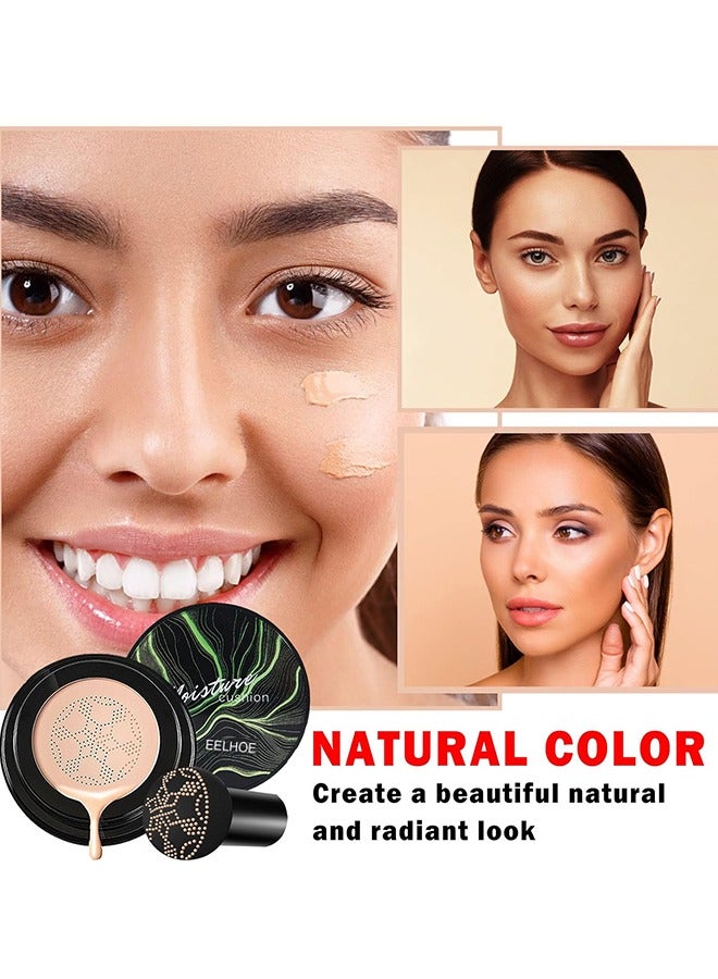 EELHOE Mushroom Head Air Cushion BB Cream Foundation CC Cream Foundation Makeup Moisturizing BB Cream Liquid Foundation, Concealer Lasting Makeup Foundation Even Skin Tone Makeup Base Primer(Natural) - Image 3