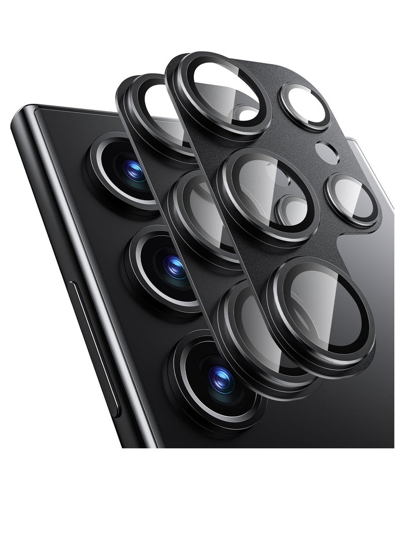Excefore for Samsung Galaxy S24 Ultra Camera Lens Protector, Matte Alloy Metal Ring Glass Camera Screen Protector, Full Protection & Powerful Strength Adsorption, Scratch Resistant Cover Film (Black) - Image 1