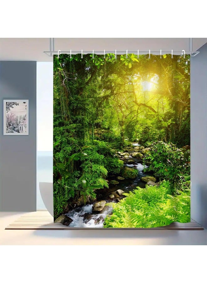 Plaid Waterproof Shower Curtain, Mildew-proof Bathroom Toilet Shower Parion Curtain