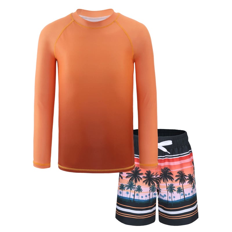HowJoJo Boys Rash Guard Set Swim Trunks Shirt Size 878 Orange 02