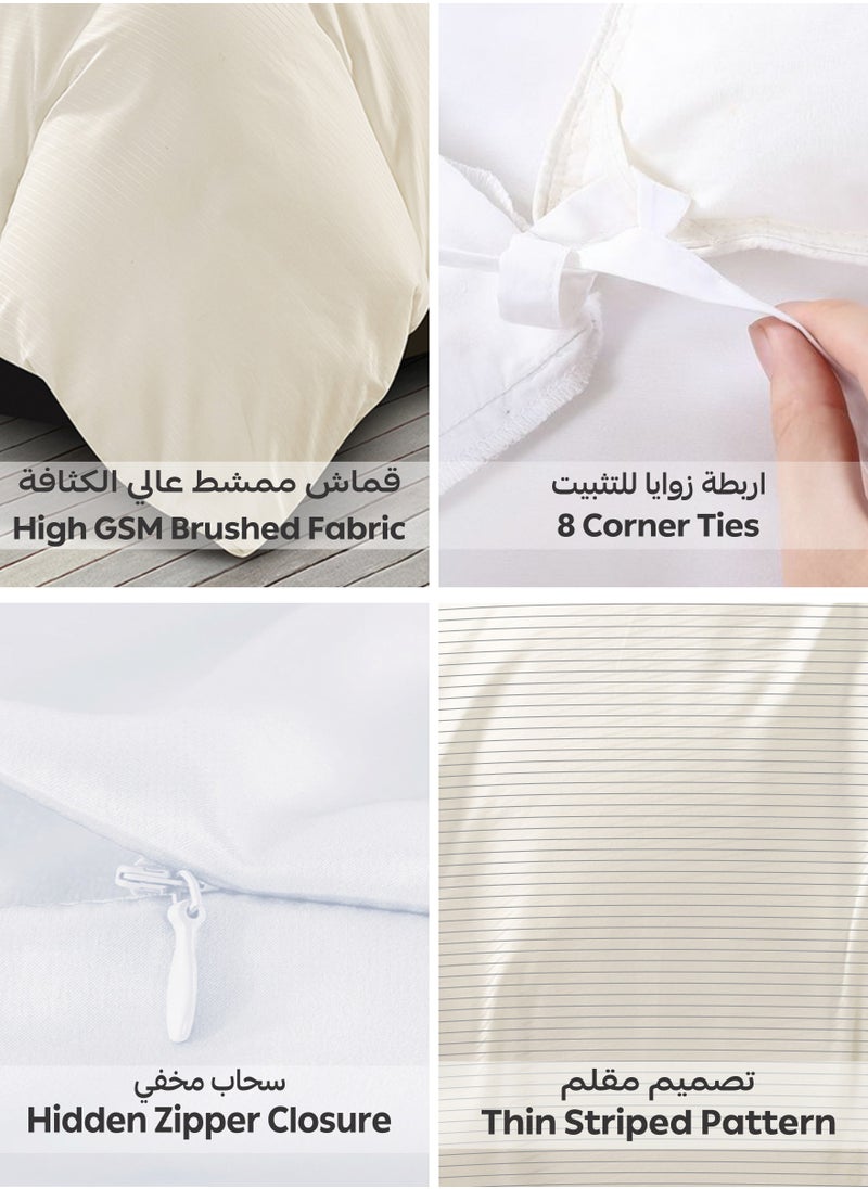 Donetella Striped Duvet Cover Set Single Size 170x230 cm - 4-Pcs Bed Set, Microfiber Fabric - 1 Duvet Cover, 1 Fitted Sheet, 1 Pillow Sham, 1 Pillowcase (Filler Not Included)  - Image 4
