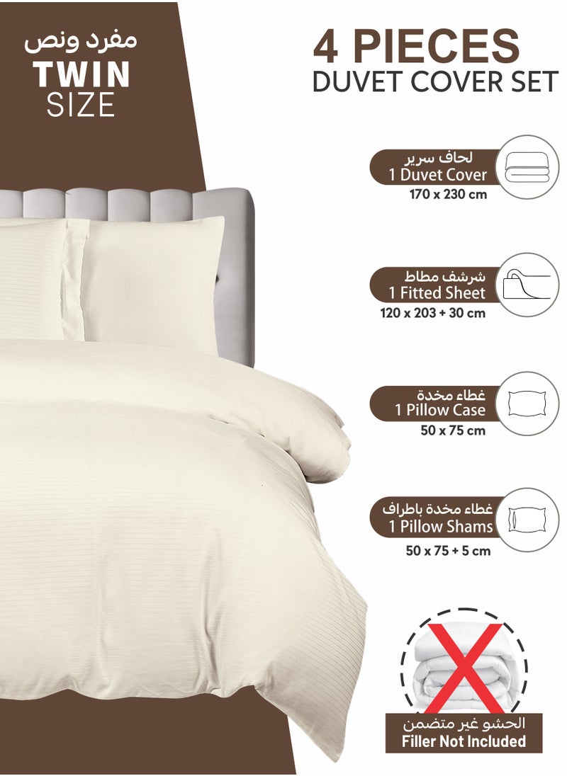 Donetella Striped Duvet Cover Set Single Size 170x230 cm - 4-Pcs Bed Set, Microfiber Fabric - 1 Duvet Cover, 1 Fitted Sheet, 1 Pillow Sham, 1 Pillowcase (Filler Not Included)  - Image 3