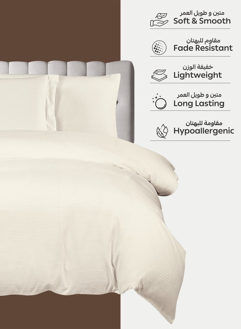 Doona Striped Duvet Cover Set Twin Size Fits 120 x 200 cm - 4-Pcs Bed Set, Microfiber Fabric - 1 Duvet Cover, 1 Fitted Sheet, 1 Pillow Sham, 1 Pillowcase (Filler Not Included) - Image 4