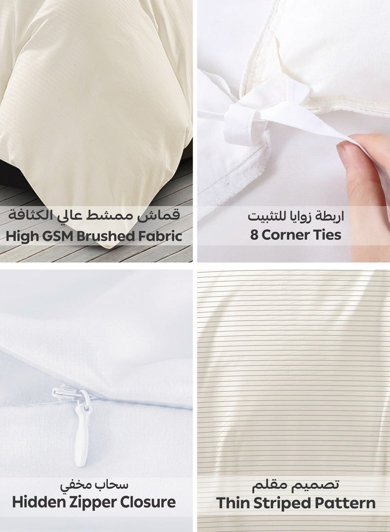 Doona Striped Duvet Cover Set Twin Size Fits 120 x 200 cm - 4-Pcs Bed Set, Microfiber Fabric - 1 Duvet Cover, 1 Fitted Sheet, 1 Pillow Sham, 1 Pillowcase (Filler Not Included) - Image 3