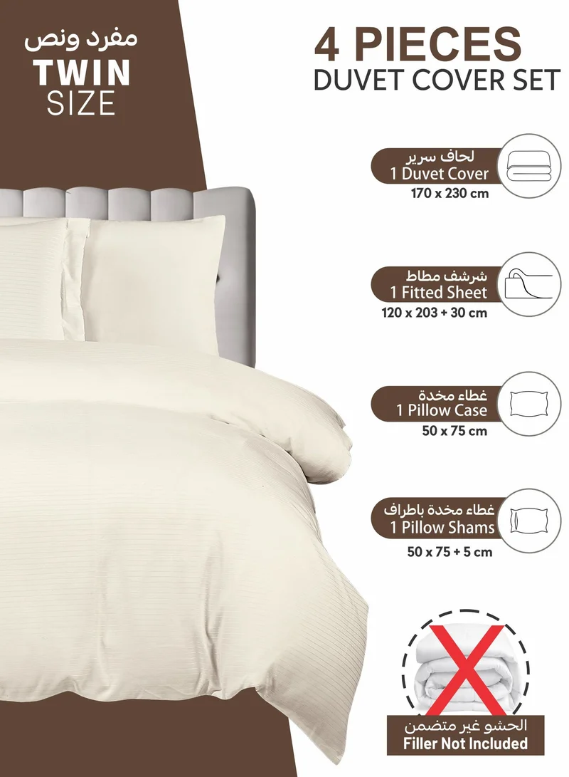 دوناتيلا طقم لحاف 4 قطع مقاس مفرد غطاء لحاف متين فائق النعومة بدون حشو، مع سحاب إغلاق مخفي وأربطة جانبية