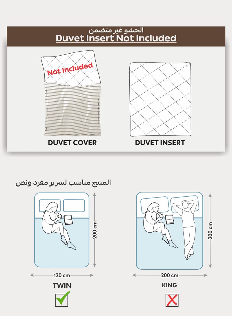 Doona Striped Duvet Cover Set Twin Size Fits 120 x 200 cm - 4-Pcs Bed Set, Microfiber Fabric - 1 Duvet Cover, 1 Fitted Sheet, 1 Pillow Sham, 1 Pillowcase (Filler Not Included) - Image 5