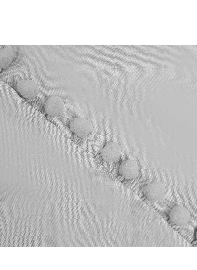 Donetella Duvet Set 3-Pcs Single Size Pom Pom Super Soft Solid Comforter Cover Without Filler, Withe hidden Zipper Closure and Corner Ties, Grey