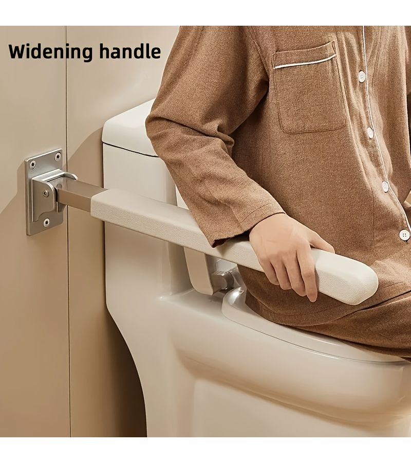 Foldable Toilet Handrail For Elderly Space Saving Bathroom Safety Support Frame 1pc No Power Needed Durable Easy Install Aid For Seniors Injuries Modern Home Decor - Image 1