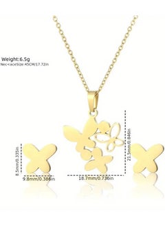 Home Clearance Sale 1 Set Golden Plated Stainless Steel Bohemian Butterfly Pendant Necklace and Earrings Jewelry Set for Women, Synthetic Stones, Animal Theme, Suitable for Daily Wear and Gifting, All Seasons  - Image 3