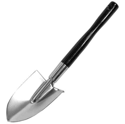 GardenHelper Garden Shovel Hand Long Handle 18-1/2" Heavy Duty Japanese Steel Wood Handle, Made in Japan, Long Handle Garden Trowel Tool for Digging and Transplanting, Silver - Image 1