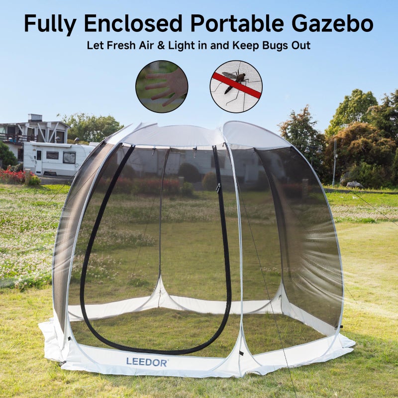 LEEDORÂ® Pop Up Screen House, 4-6 Person Outdoor Screen Tent, Camping Screen Room with Carry Bag, Screen Gazebo with Mosquito Netting, Instant Sun Shelter for Garden, Patio, Backyard 10'x10' - Image 4