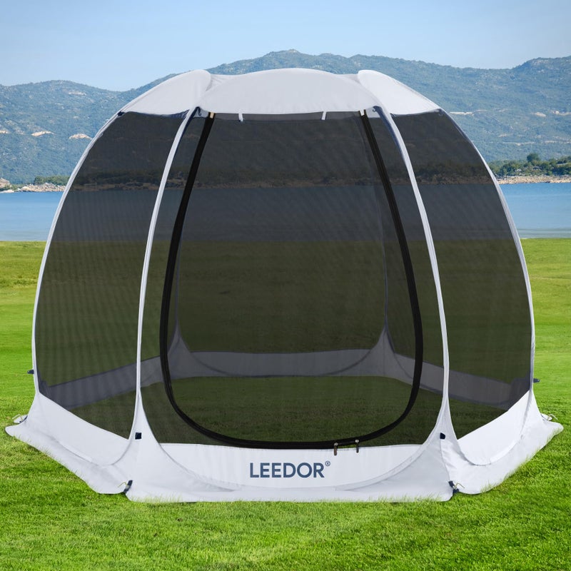 LEEDORÂ® Pop Up Screen House, 4-6 Person Outdoor Screen Tent, Camping Screen Room with Carry Bag, Screen Gazebo with Mosquito Netting, Instant Sun Shelter for Garden, Patio, Backyard 10'x10' - Image 1