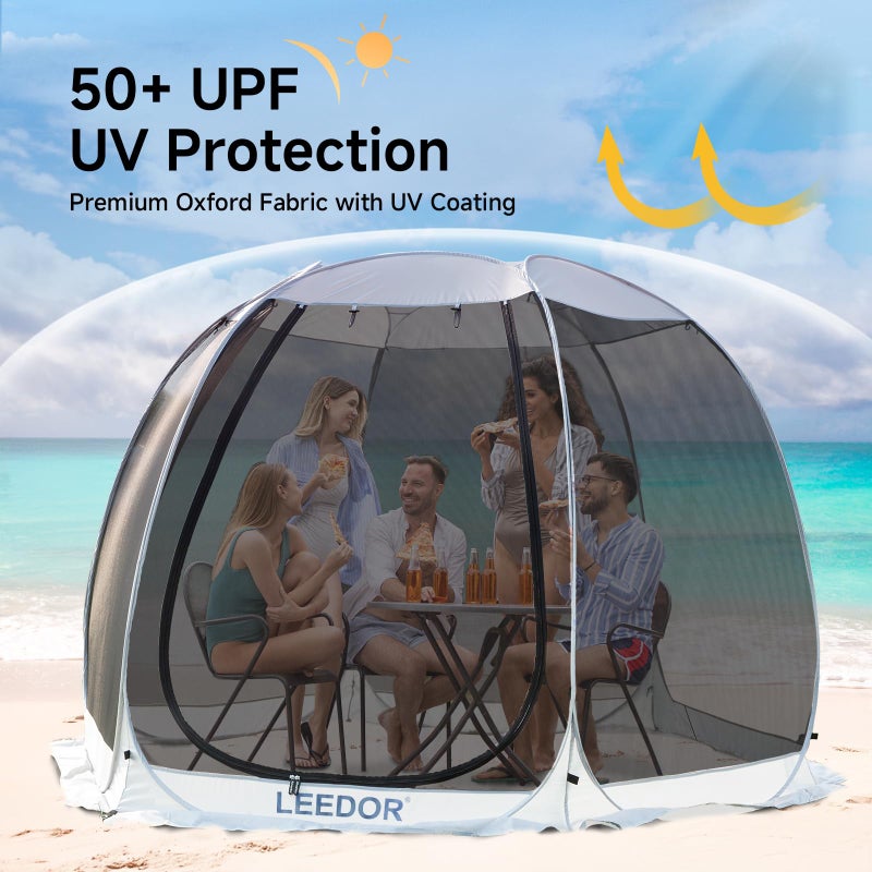 LEEDORÂ® Pop Up Screen House, 4-6 Person Outdoor Screen Tent, Camping Screen Room with Carry Bag, Screen Gazebo with Mosquito Netting, Instant Sun Shelter for Garden, Patio, Backyard 10'x10' - Image 2