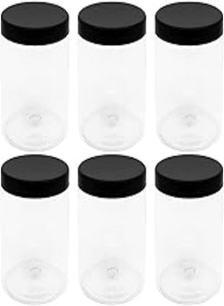 6 Pieces 700ml Clear White Plastic Jar - Diameter 9 Centi - Black Smooth Lid & Plastic Medicine - High Quality and Healthy Plastic Void Refill Jar Storage Cans Empty Cans - By Funoni (Black) - pzsku/ZA4EA3132C8BEE5EA6714Z/45/_/1723238136/50b60b02-0075-45da-ac86-c1797e160717