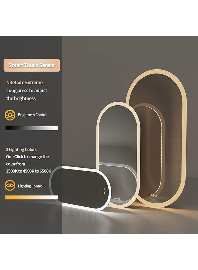 ويسفور مرآة حمام بيضاوية LED مقاس 50x80 سم مرآة زينة مضاءة على الحائط مع مقاومة للضباب 3 ألوان إضاءة خافتة مفتاح ذكي وظيفة الذاكرة مرآة مكياج LED مضاءة مرآة حمام - Image 5