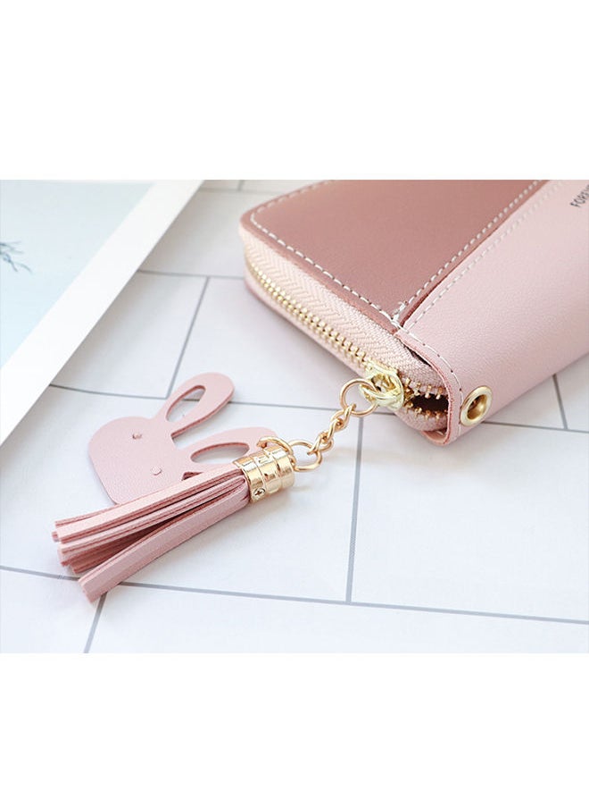Generic - Contrast Panel Zipper Tassel Ladies Long Wallet for Women Clutch Money Bag with Hangings 19*9.5*3cm - Image 1