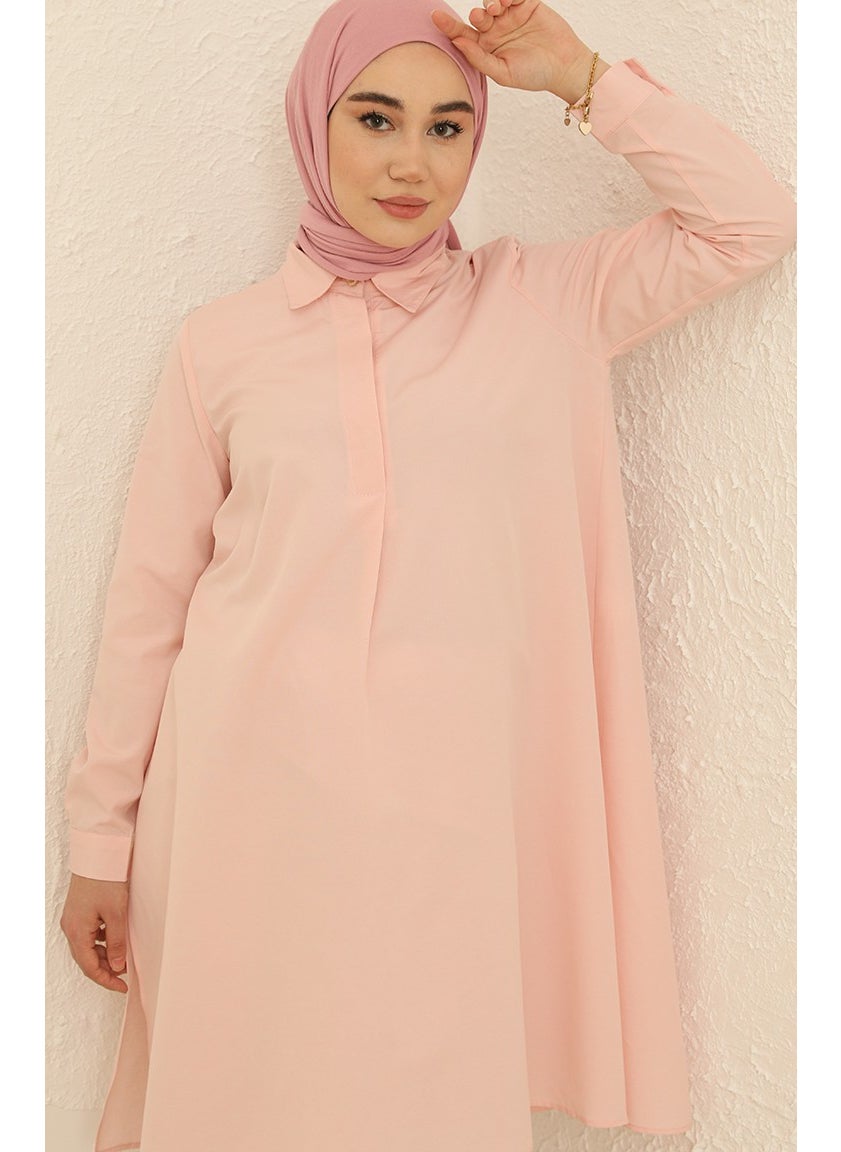 Sefa Merve Hidden Button Slit Tunic 6478-17 Salmon  - Image 5