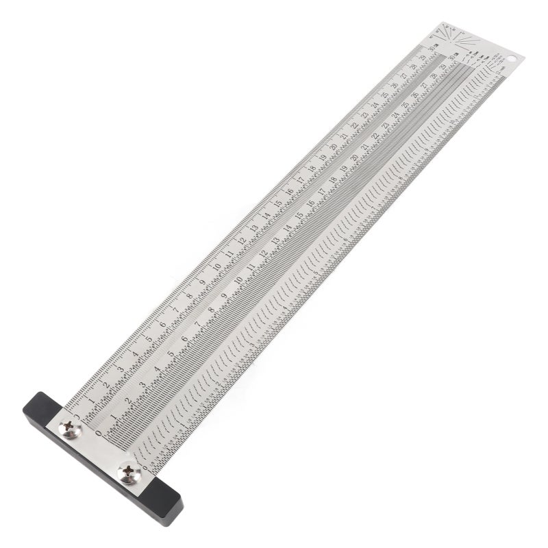 Premium Stainless Steel Scribing Ruler Anodized Rustproof Engraving Horizontal Lines Vertical Lines T-Square Marking Gauge - 0.25mm Scale Accuracy Woodworking Scriber Tool for Easy Operation - Image 1