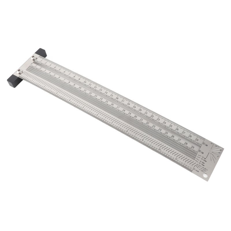 Premium Stainless Steel Scribing Ruler Anodized Rustproof Engraving Horizontal Lines Vertical Lines T-Square Marking Gauge - 0.25mm Scale Accuracy Woodworking Scriber Tool for Easy Operation - Image 4