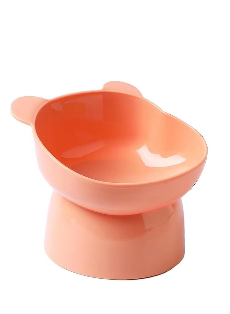 Bear Cat Food Bowl Tilted Elevated Cat Bowls Cute Cat Anti Vomit Food Bowl Neck Guard Cat Feeder 15 Degree Raised Anti Tip Pet Bowl for Water and Protecting Spine