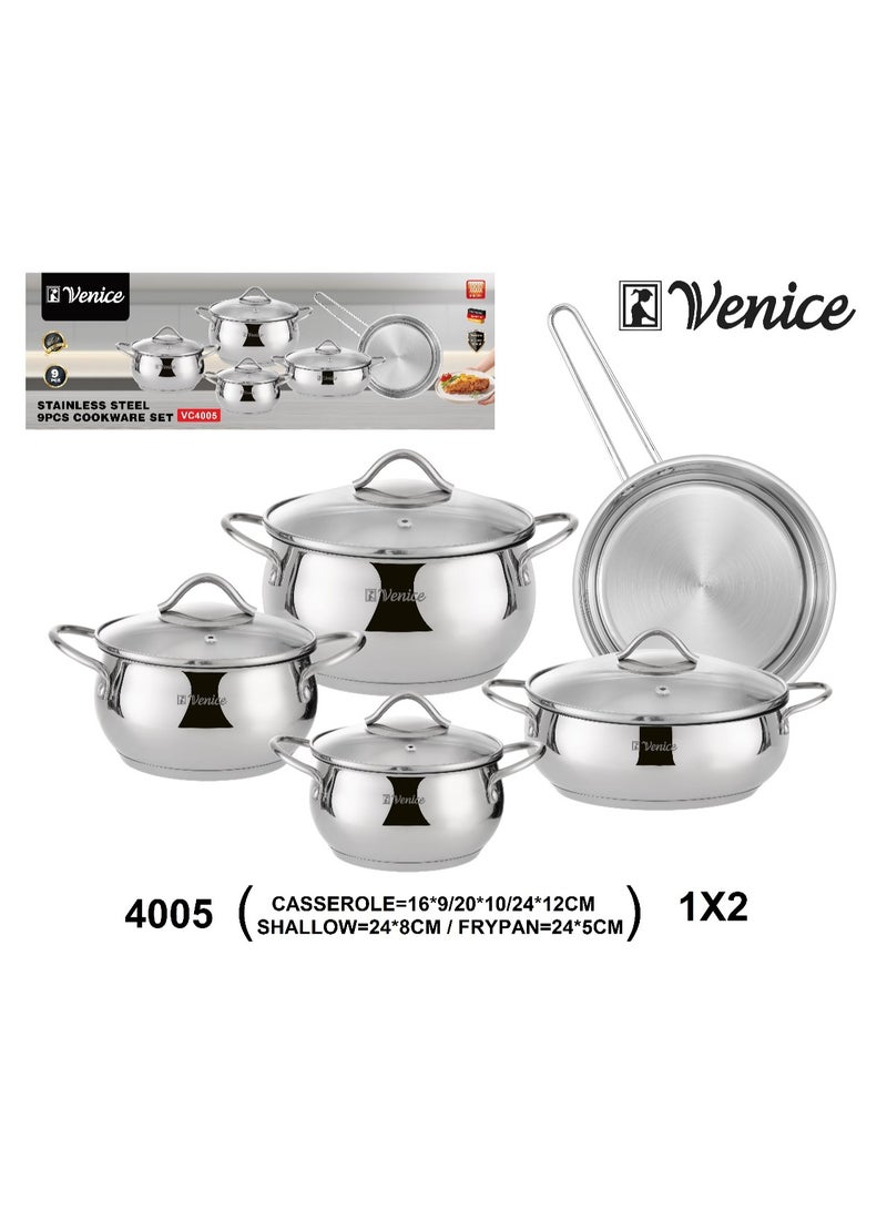Venice 4005 Stainless Steel 9-Piece Cookware Set
