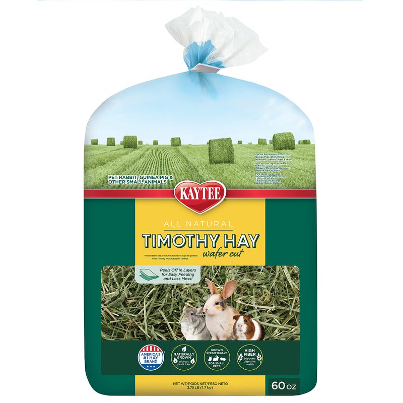 Kaytee Wafer Cut All Natural Timothy Hay for Pet Guinea Pigs, Rabbits & Other Small Animals, 60 Ounce - Image 1
