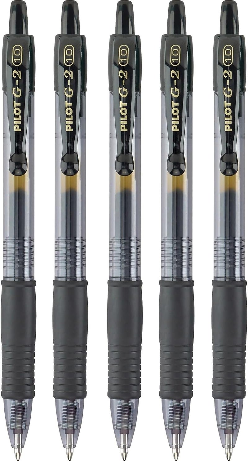 Pilot G2 Retractable Premium Gel Ink Roller Ball Pens, Bold Point, 5-Pack, Black Ink - Image 2