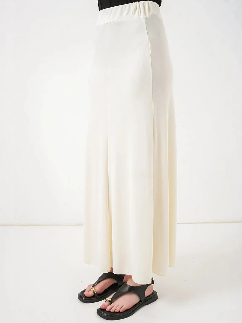 Big Dart Ivory Natural BDART High Waist A-Line Maxi Skirt for Women | Best Price UAE