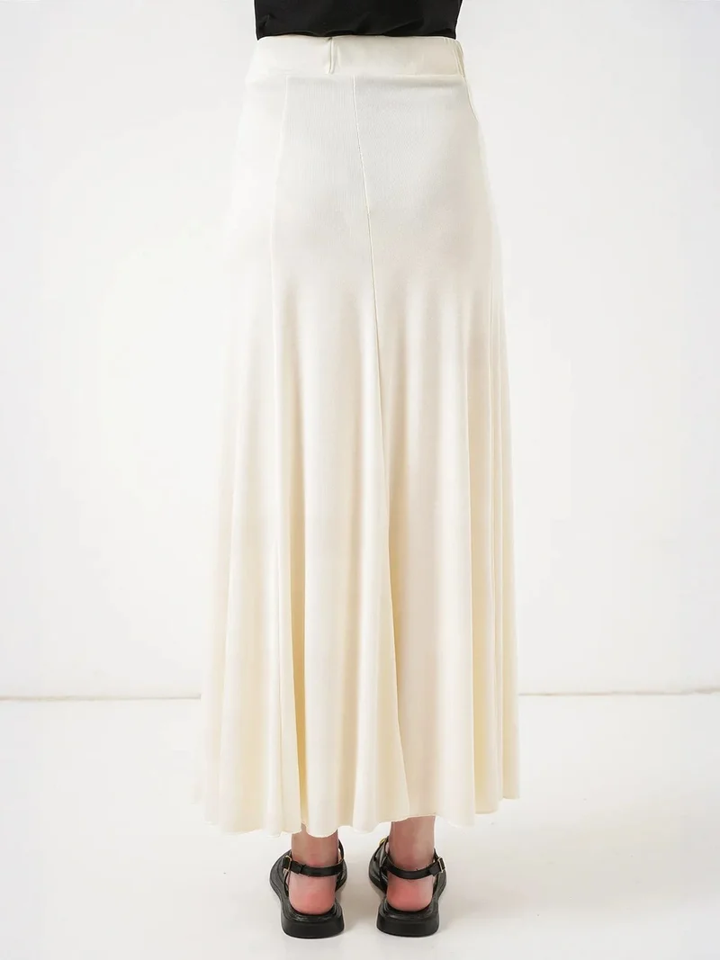 Big Dart Ivory Natural BDART High Waist A-Line Maxi Skirt for Women | Best Price UAE