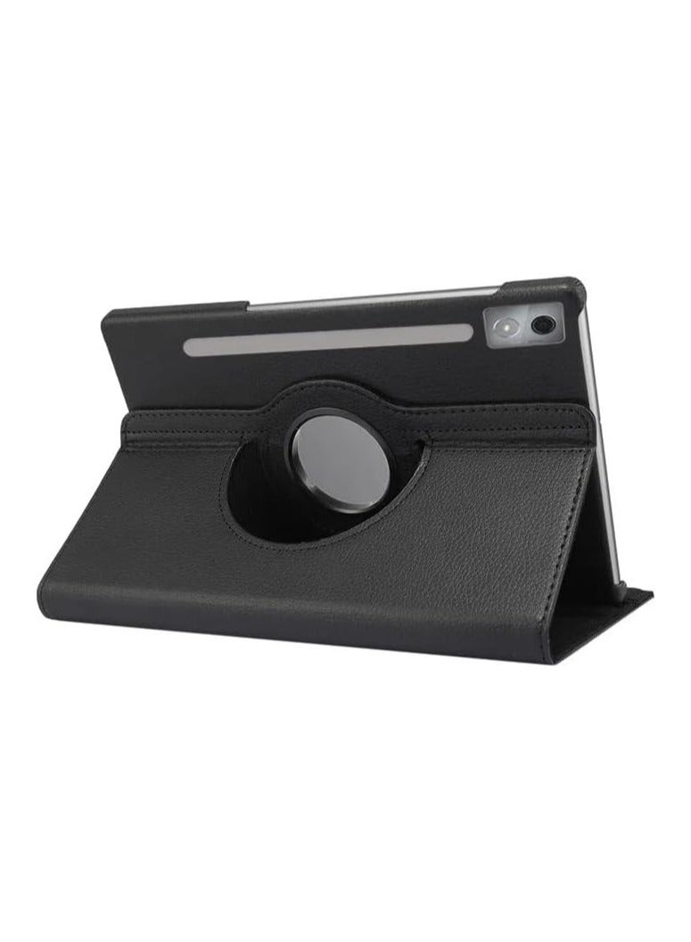 VKL Compatible with Lenovo Idea Tab Pro 12.7-inch 2025 (TB373FU) Tablet PU Leather Cover Sleep Wake Function 360 Rotating Stand Protective Shell (Black) - Image 1