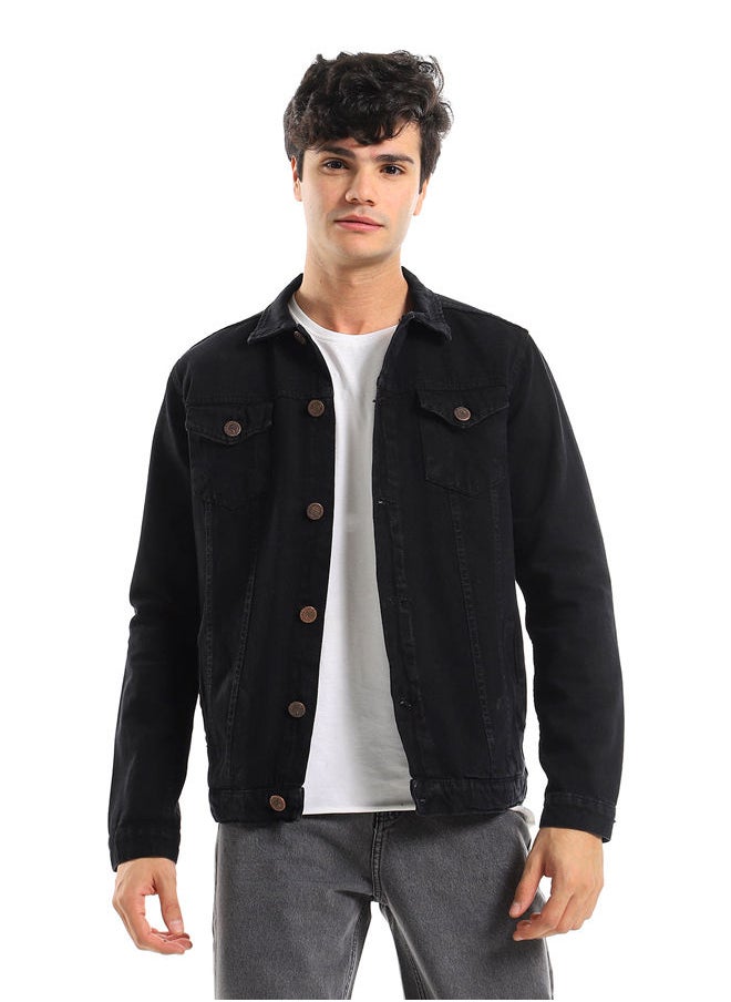 WHITE RABBIT - Washed Black Long Sleeves Regular Denim Jacket - Image 1