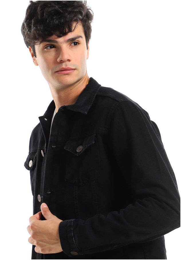 WHITE RABBIT - Washed Black Long Sleeves Regular Denim Jacket - Image 1