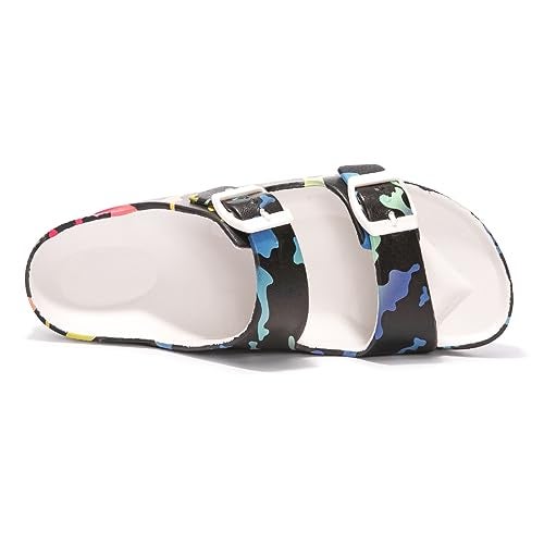 FUNKYMONKEY Women's Plastic Sandals New Upgrade Quality EVA Waterproof Double Buckle Adjustable Slides Shoes (9 M US,Camouflage on black/XPZ) - Image 3
