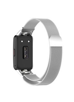 Generic Replacement Band for Huawei Band 7/Honor Band 7 Band Magnetic Stainless Steel Strap Loop Watch Band Sports Straps (Silver)  - Image 2