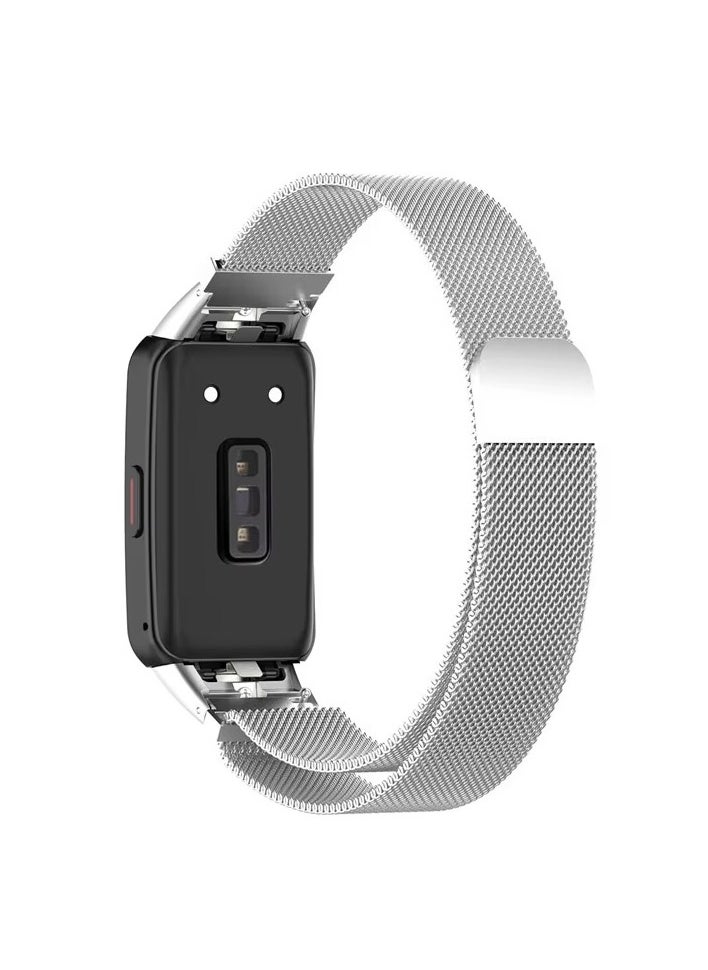 Generic Replacement Band for Huawei Band 7/Honor Band 7 Band Magnetic Stainless Steel Strap Loop Watch Band Sports Straps (Silver)  - Image 2