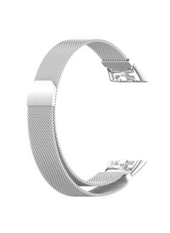 Generic Replacement Band for Huawei Band 7/Honor Band 7 Band Magnetic Stainless Steel Strap Loop Watch Band Sports Straps (Silver)  - Image 3