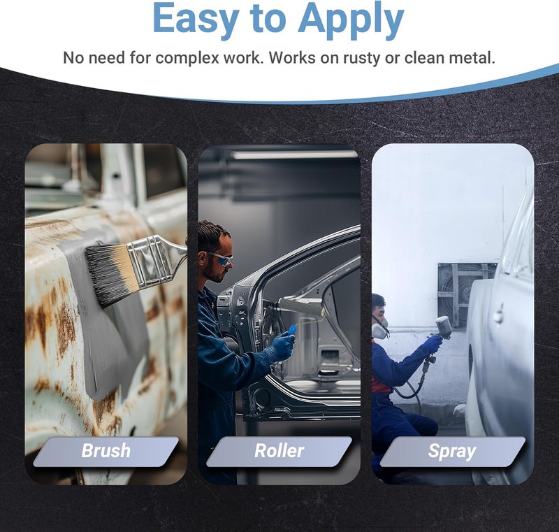 Repeated assemble detach compatible - Automotive Rust Inhibitor Paint - Rust Preventive Protective Coating - No Topcoat Needed - 4 oz, Metallic Gray Diverse operating method fit - Image 3