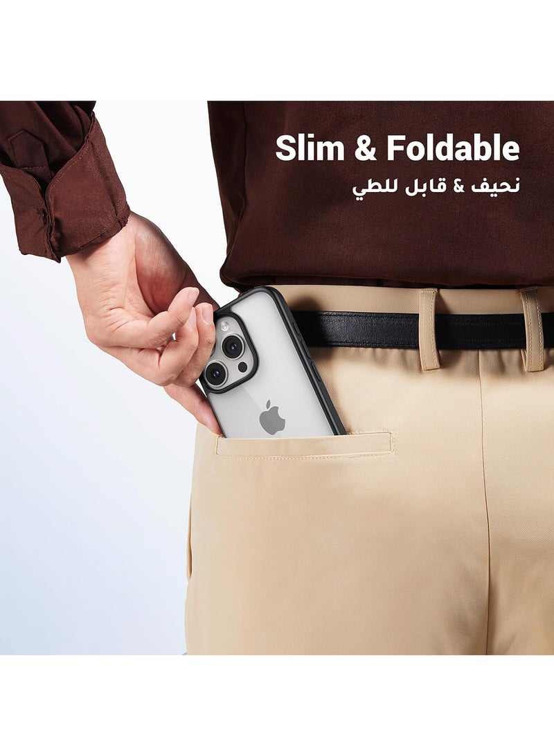 يو جرين حافظة بمسند لآيفون 15 برو 6.1 بوصة معدني رفيع للغاية ومضاد للأصفرار ومقاوم للاهتراء ومقاوم للسقوطومضاد للخدش ولوحة خلفية من الأكريليك حماية شاملة لآيفون 15 برو - Image 4