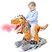 BLF FUN Kids Electric Dinosaur Ride On Toys Toddler Ride On Cars with Music Light  Smoke Preschool Kids Scooter FoottoFloor Walker Toddler Electric Car Toy Chrismas Birthday Gifts Indoor OutdoorYellow - Image 2