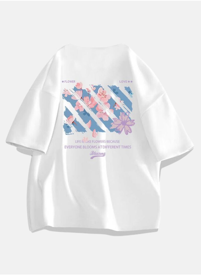 Thirty-One White Blessings Print Unisex Oversized T-shirt  - Image 2