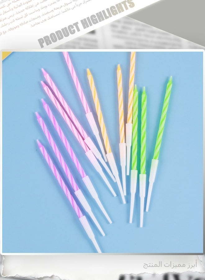 36 Count Slim Party Candles, Multicolor Spiral Taper Candles, 3-Pack Eco-Friendly Cake Candles for Birthdays & Celebrations - Image 2