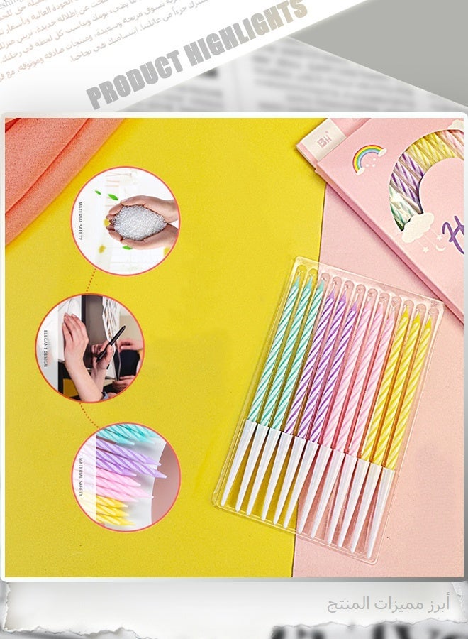 36 Count Slim Party Candles, Multicolor Spiral Taper Candles, 3-Pack Eco-Friendly Cake Candles for Birthdays & Celebrations - Image 5