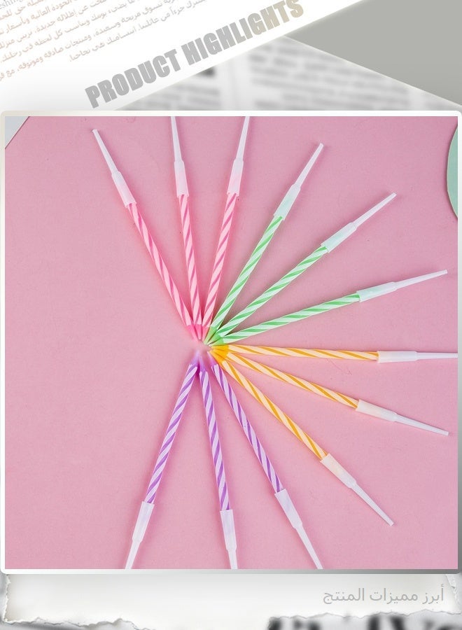 36 Count Slim Party Candles, Multicolor Spiral Taper Candles, 3-Pack Eco-Friendly Cake Candles for Birthdays & Celebrations - Image 3